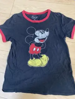 Disney ミッキー　リンガーTシャツ 半袖　M ヴィンテージ　古着
