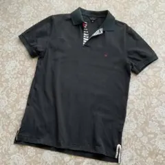 PS Paul Smith ロゴ刺繍 鹿の子ポロシャツ 黒　M