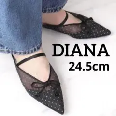 DIANA ダイアナ リボン付きポインテッドトゥミュール ブラック