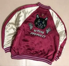 新品未使用 RODEO CROWNS サテン スカジャン 希少色 猫 鳥 刺繍