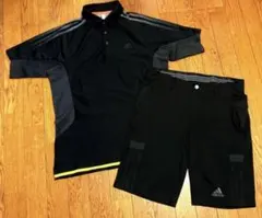 値下げ！【adidas GOLF】ポロシャツ&ハーフパンツ セットアップ黒(L)