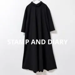 STAMP AND DIARYクロスカラーフレアタックワンピース日本製　ゆったり