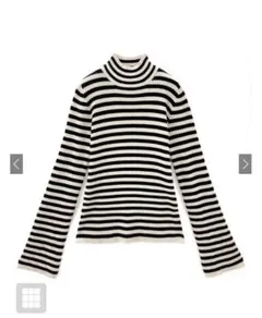 GRL ボーダー柄フレアスリーブリブニットトップス［k9086b］