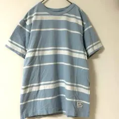リーバイス【S】クルーネック 半袖 ボーダー Tシャツ 水色 白 綿 休日のサムネイル