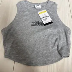 NIKE ナイキ レディース リブタンクトップ グレー クロップド丈 刺繍ロゴのサムネイル