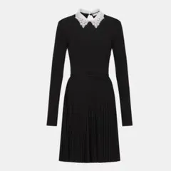 現行♡クリスチャンディオール ショートプリーツドレス ワンピース レース襟 38