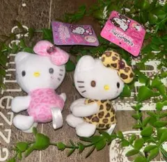 キティちゃんハグマスコット　ハローキティマスコットキーホルダー　ヒョウ柄　ピンク