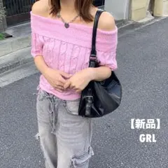 GRL　グレイル　ピンクオフショルトップス　秋服　フェミニン　Y2K　バレエコア