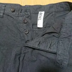 MHL. シンチバック　コットンシルクパンツ　ブラックのサムネイル