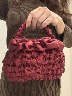 フリルデザイン 赤 ミニバッグ