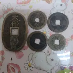 古銭 天保通宝 寛永通宝 4枚同治通宝1枚セットのサムネイル