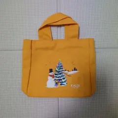 KALDI イエローハンドバッグ クリスマスデザイン