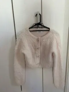 リボンビジュー付き　フワフワカーディガン