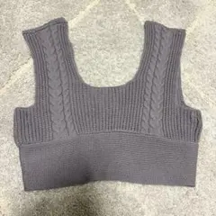 ニットベスト　パープルグレー