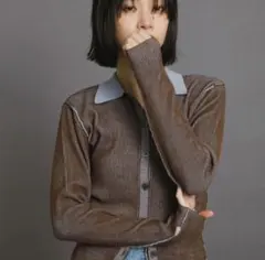 美品　KBF バイカラーポロRIBニット