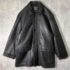 肉厚 羊革 ラムレザー カーコート 黒 本革 肩パッドなし