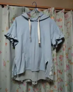 axes femme 半袖プリーツレースパーカー サックスのサムネイル