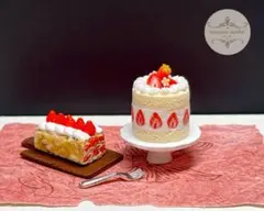【ミニチュアスイーツ】ハンドメイド いちごケーキセット