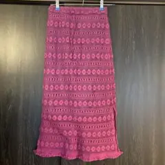 ニコアンド　レース編みスカート紫