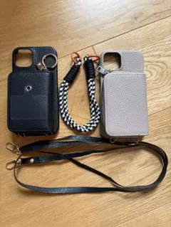 レザー風ウォレット付きスマホケースとストラップ計4点セット