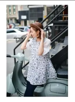 大きいサイズ ワンピース マタニティ ウェア 可愛い ネイビー 花柄 シフォン