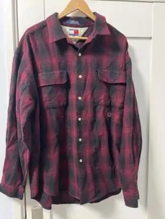 TOMMY HILFIGER 赤黒チェックネルシャツ XL