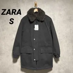ZARA ザラ 取り外し可能な襟付きコントラストコート S