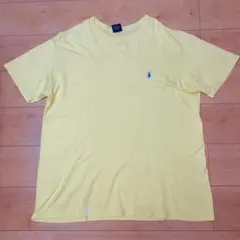 ラルフローレン　丸胴　クルーネック　Tシャツ　レモン　水色刺繍　90s イエロー