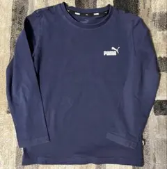 プーマ　キッズ　ネイビー　無地　長袖　Tシャツ　130 ロゴ　薄手　綿