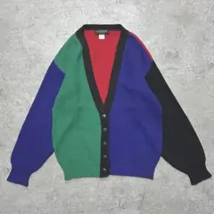 90s USA製 LINKSPORT クレイジー コットンニットカーディガン