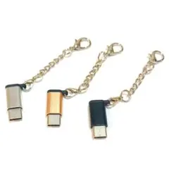 USB Type C 変換アダプタ 紛失防止 キーホルダー付き 3個