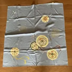 青色 花柄 風呂敷 絹100% 日本製