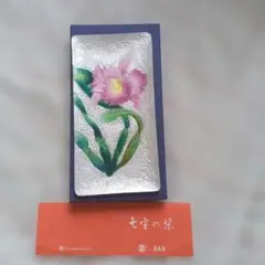 未使用　七宝焼 長角皿 ペントレー カトレア 花柄