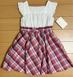 【新品】ショパン110cm マドラスチェック切替ワンピースのサムネイル