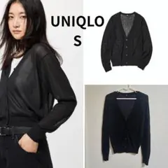UNIQLO ブラック S ライトVネックカーディガン 黒