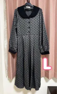 しまみさ 青木美沙子 ドットフロッキーワンピース　L
