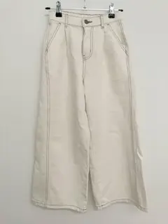 GU オフホワイト ワイドパンツ 140cm
