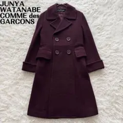 【XL・美品】ジュンヤワタナベ　コムデギャルソン　ウールコート　ロング丈　牛革 JUNYA WATANABE COMME des GARCONS ジュンヤワタナベ コムデギャルソン
