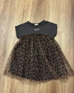 ブリーズ　女の子　ヒョウ柄　チュールワンピース　90センチ