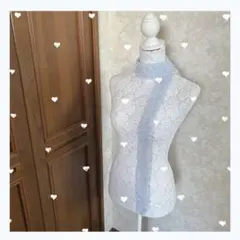 流行色♡スリムマフラー/スキニーマフラー/細マフラー♡ハンドメイド♡くすみブルー