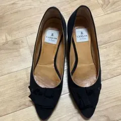 LANVIN en Bleu 黒 リボン付きハイヒール