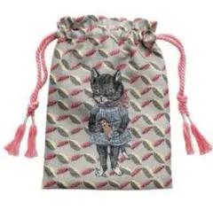 新品　ナタリーレテ　巾着 バッグ　ポーチ　ブラックキャット　猫　ねこ　ネコ