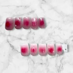 ネイルチップ✨️ハンドメイド じゅわっと血色感♡ チークネイル ピンク Mサイズ