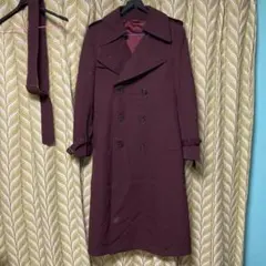 ロングコート　ワインレッド　古着　昭和 ヴィンテージ