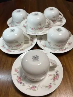 セーエー陶器　カップ＆ソーサー　6客　昭和　レトロ　花柄　アンティーク　時代物