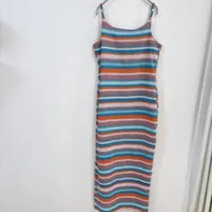 美品 早い者勝ち 【L】ストライプ キャミソール ロング ワンピース カラフル