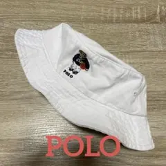 [美品]POLO Ralph Lauren ポロ バケットハット BEAR 白