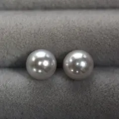 国産 あこや真珠 シルバー系6.5mm パールピアス あこや真珠ピアス　コバルト
