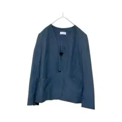 プラステ PLST ノーカラー ネイビー紺色系 ジャケット Lサイズ