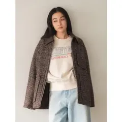 ジップデザインツイードブルゾン